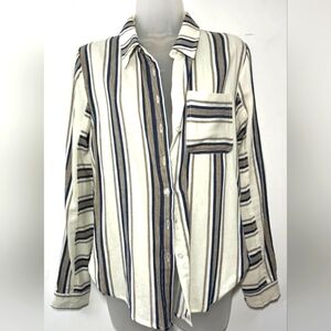 Harper White and Blue Striped Casual Shirt
